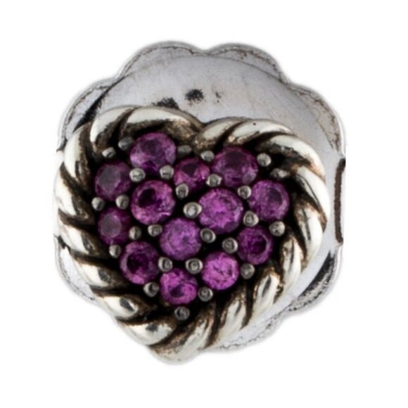 DAVID YURMAN STERLING SILVER & 14K WHITE GOLD SAPPHIRE HEART STUD EARRINGS - Picture 3 of 7